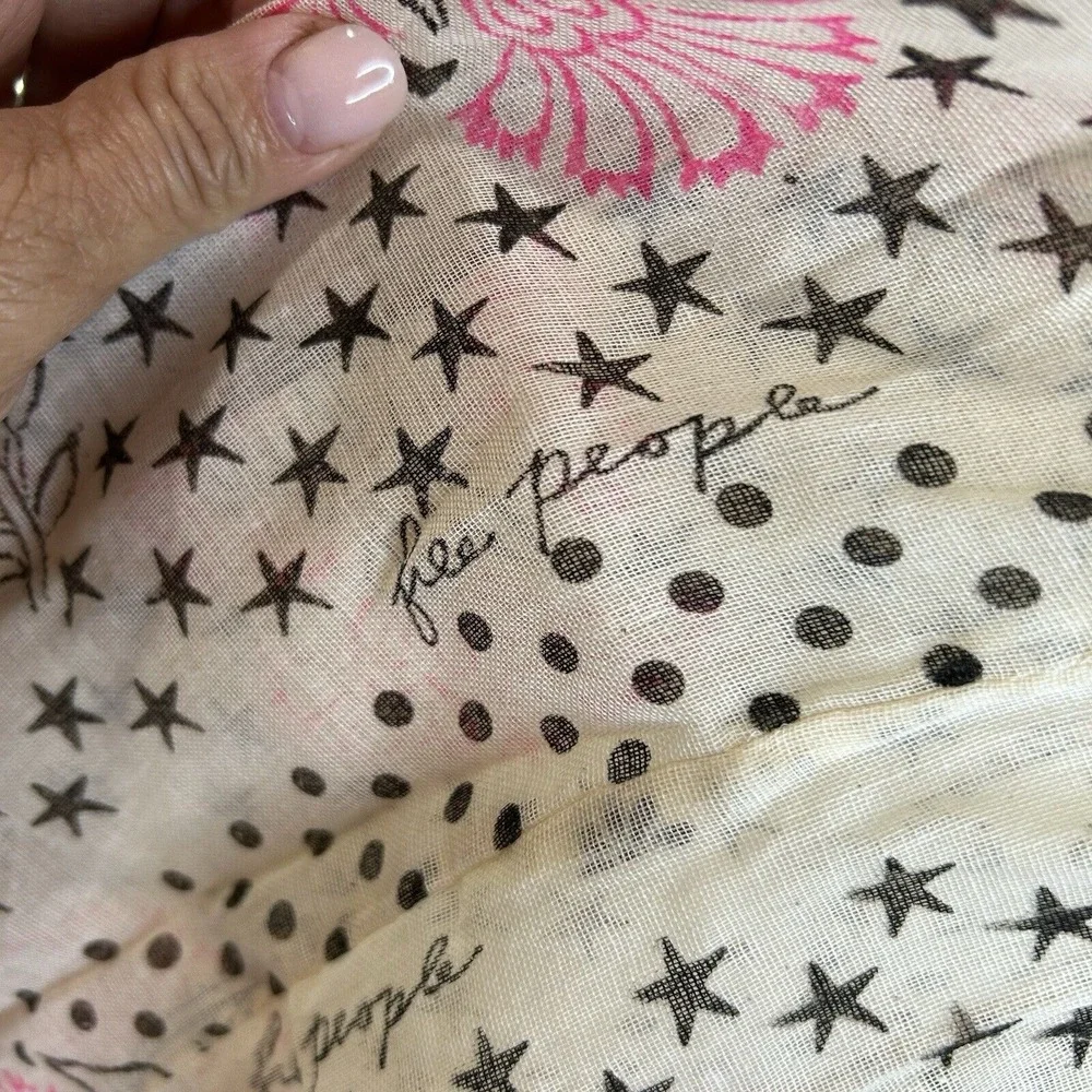 Free People‎ Woven Gauze Shopping Tote Dot Floral Boho Beige Beach Market NWOT
